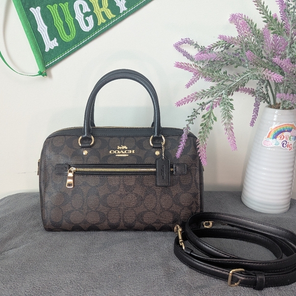 Coach Rowan Satchel In Brown Signature Canvas - Picture 1 of 7